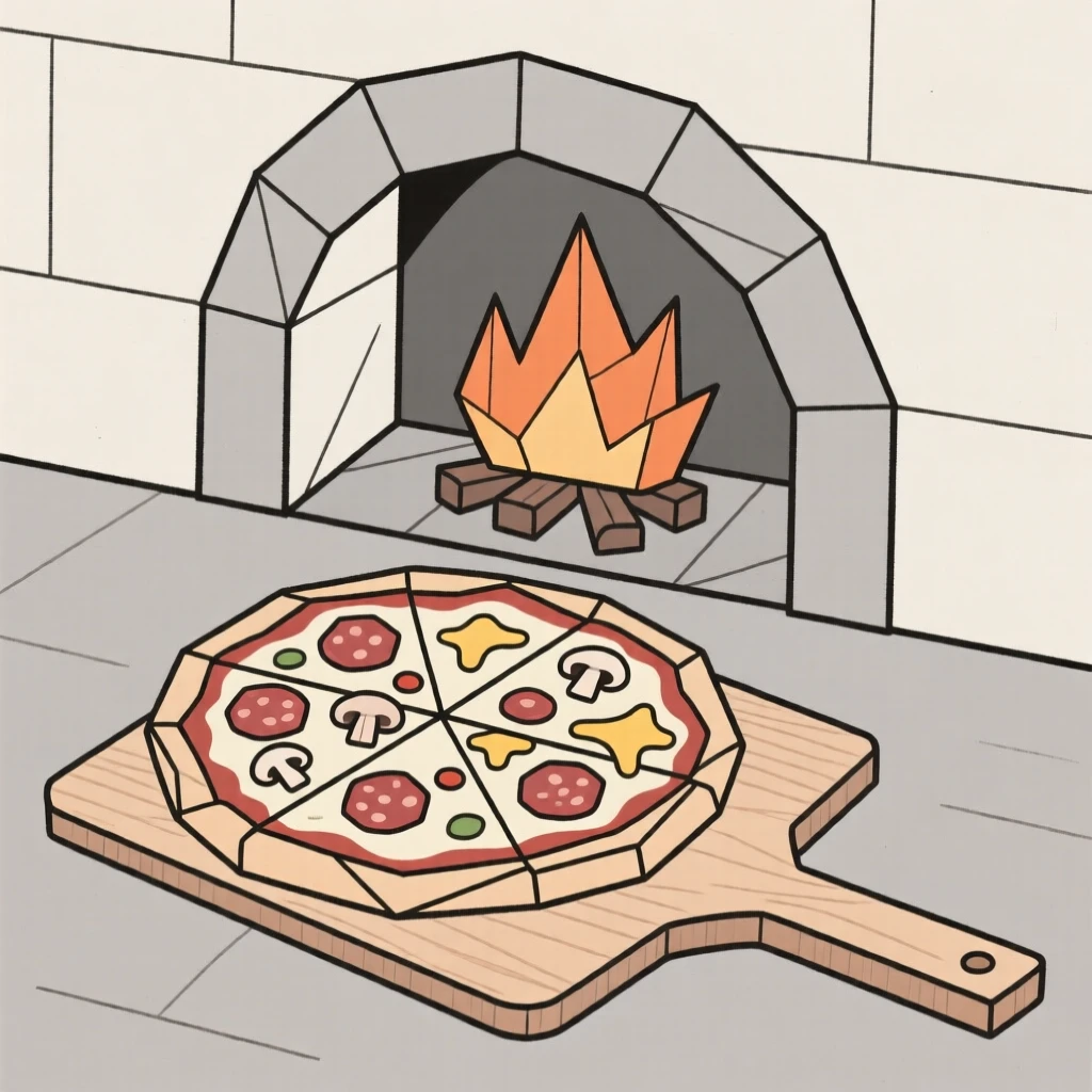 A wood-fired pizza fresh from the oven