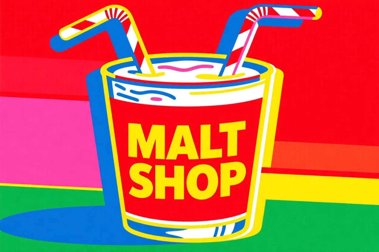 Classic malt shop milkshake with two straws