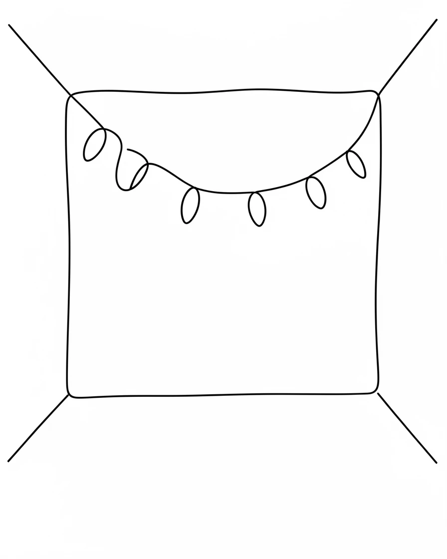 A single string of lights strung across an empty room, representing connection
