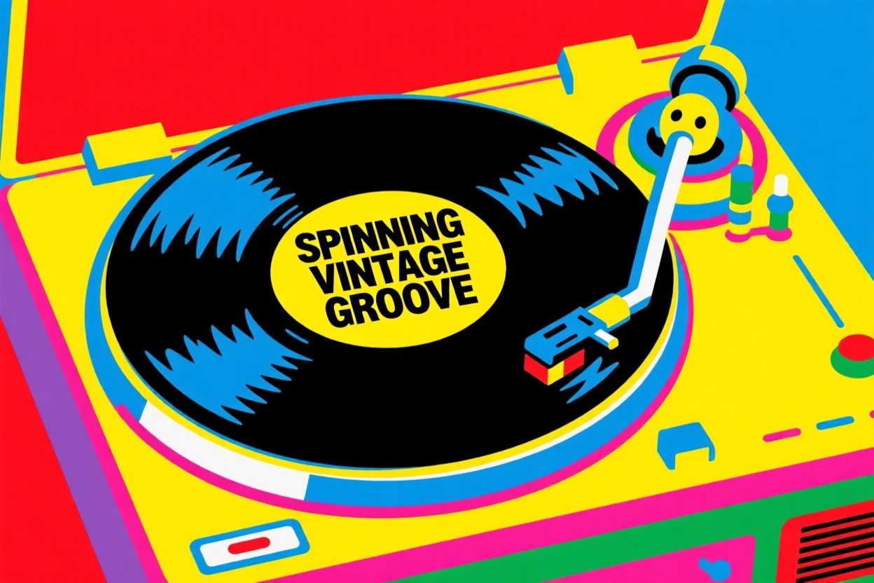Vintage record player spinning a vinyl