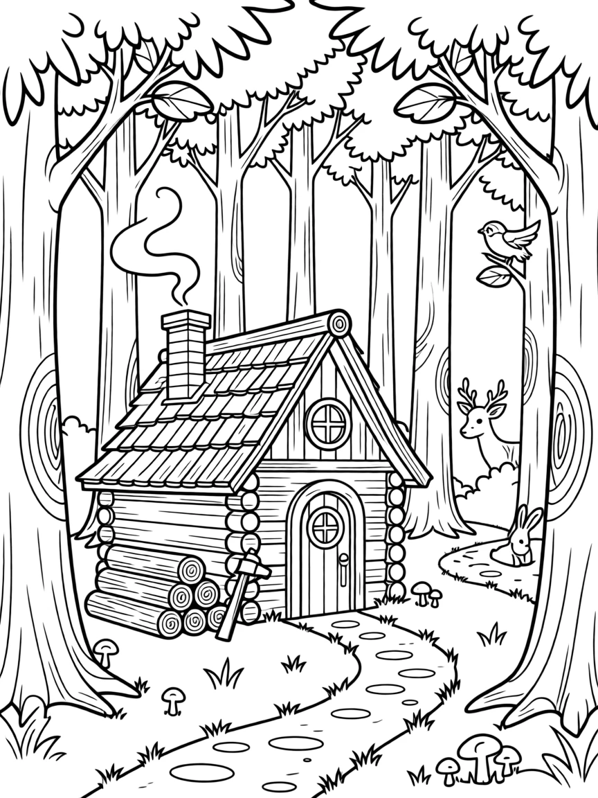 A woodcutter's cottage nestled deep in an enchanted forest