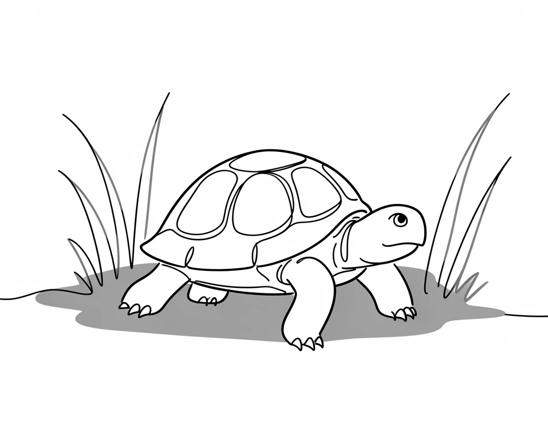 A turtle slowly making its way across a patch of green grass