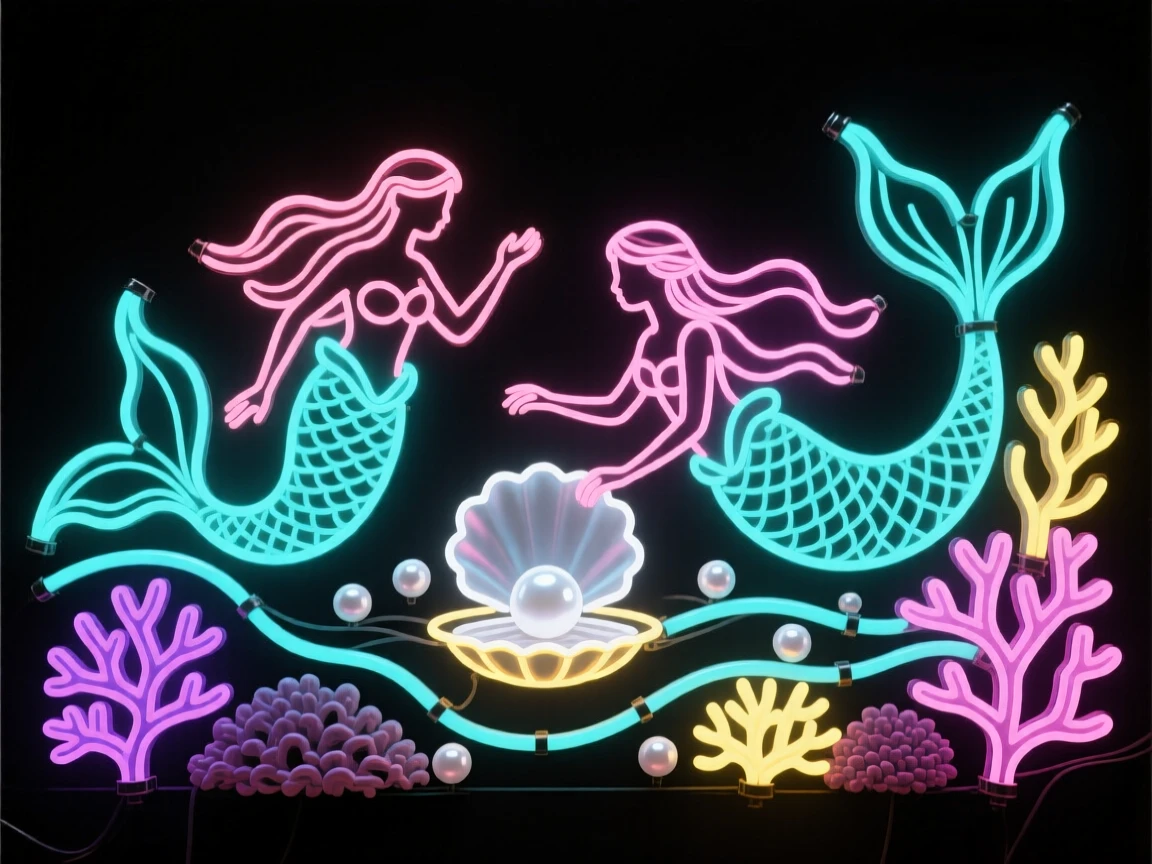 A merfolk gathering pearls from a coral reef.