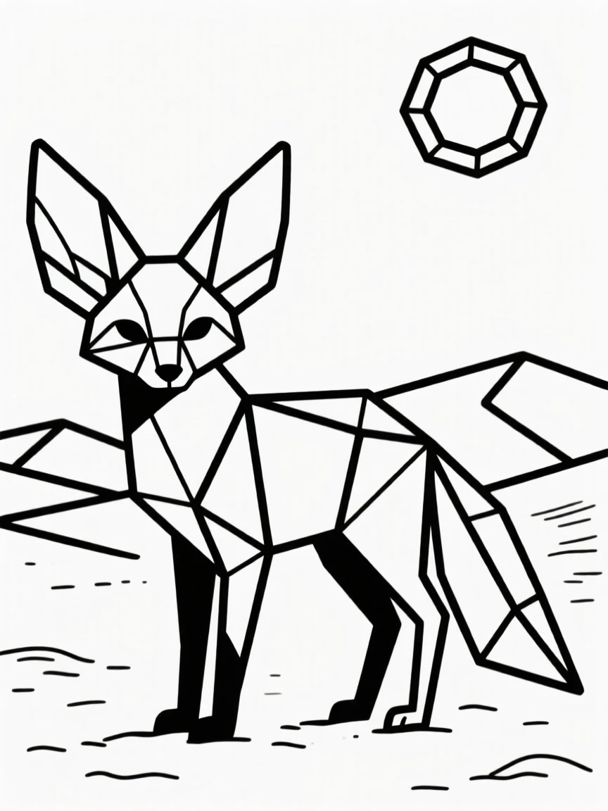 A fennec fox with oversized ears in the desert