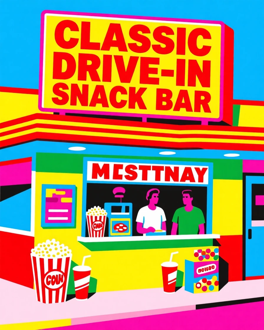 Classic drive-in movie snack bar