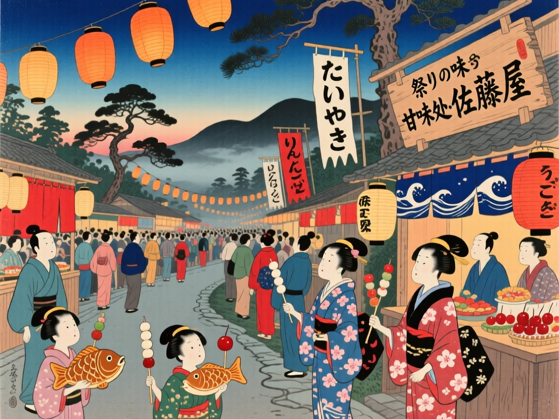 A lantern festival running through the crowd with treats in hand.