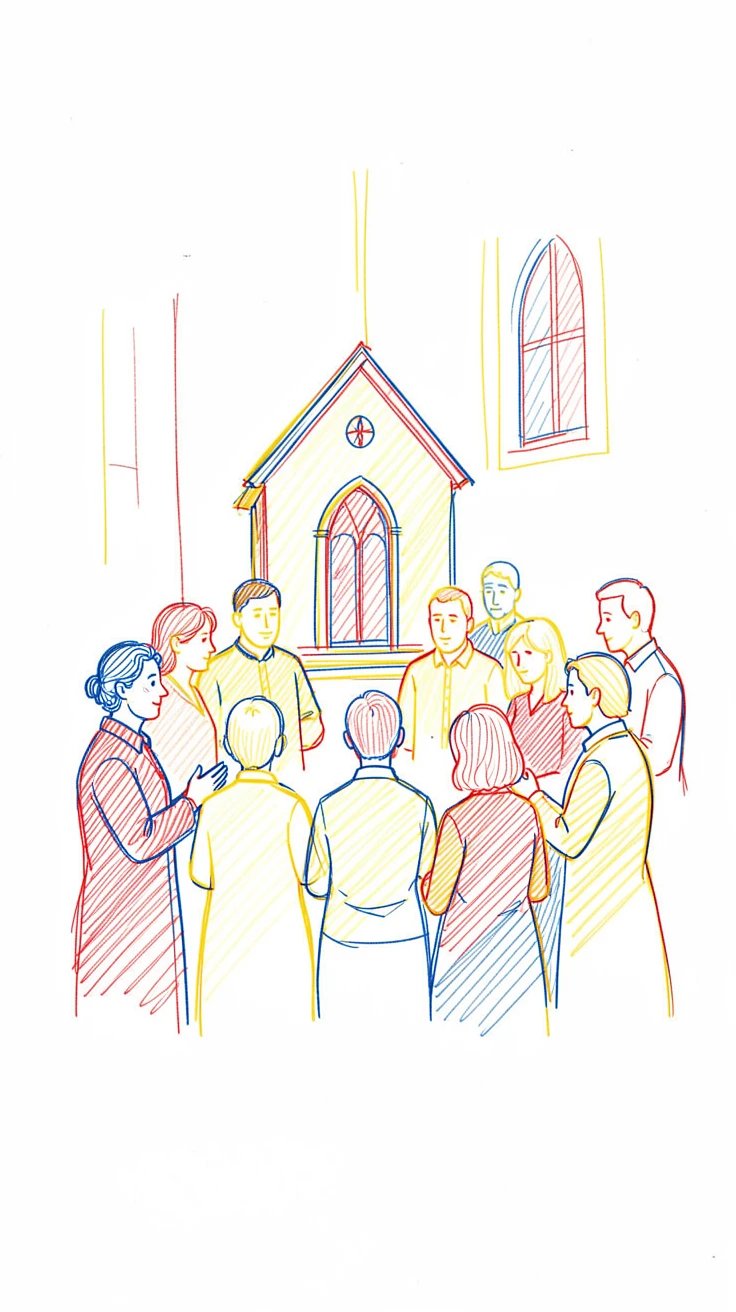 A quiet baptism ceremony with family gathered around a small church font
