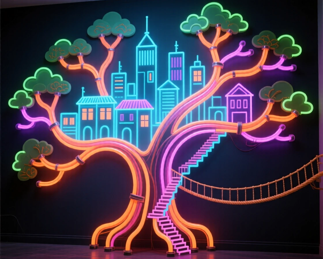 A city built into the branches of an impossibly large tree.