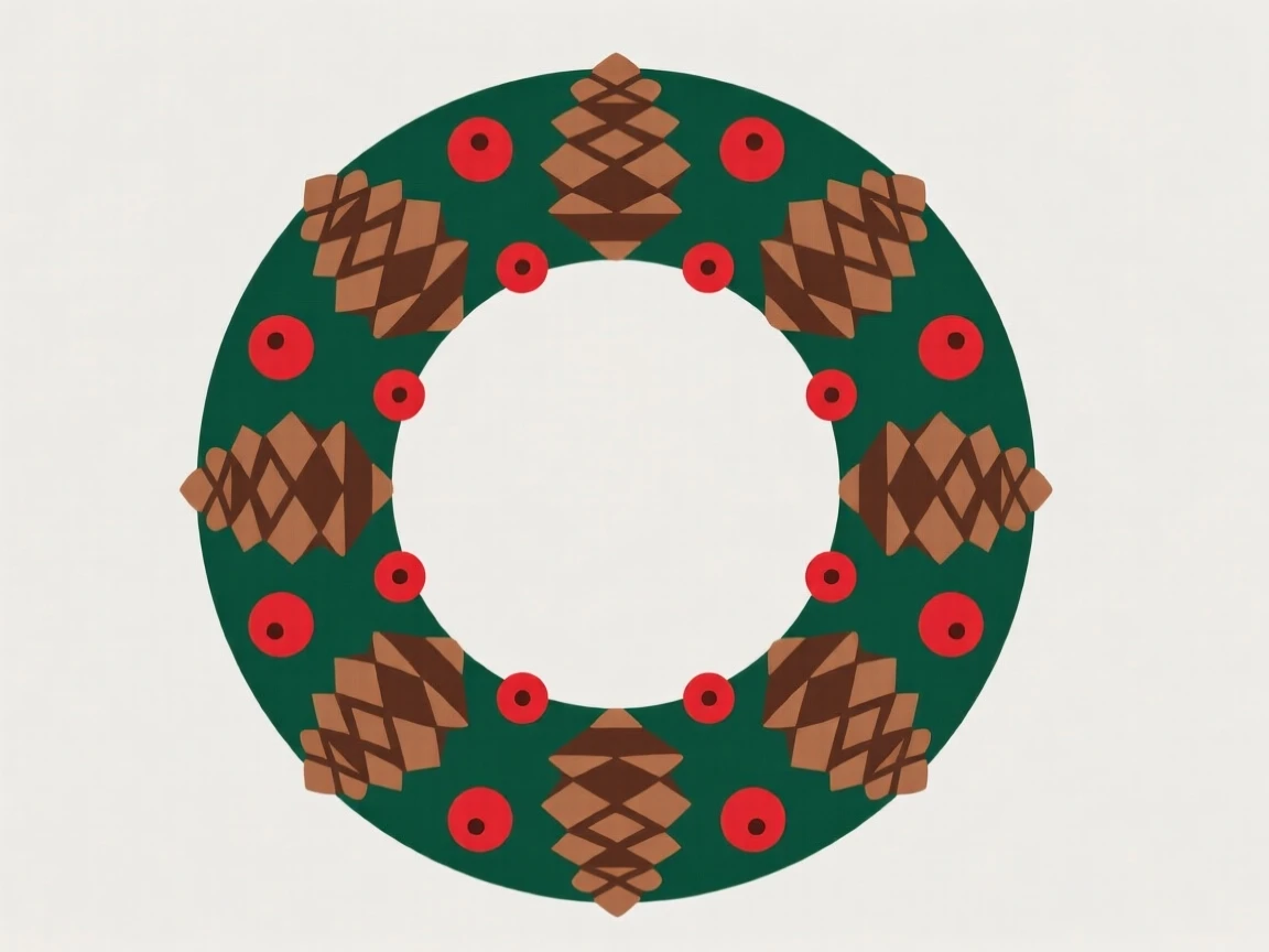A festive wreath made of pinecones and berries