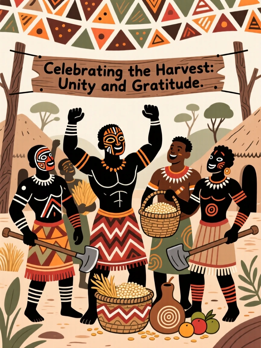 A united village celebrating together after a long harvest season.