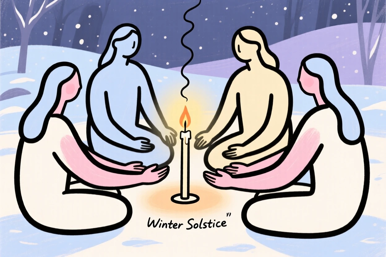 A winter solstice candlelight gathering