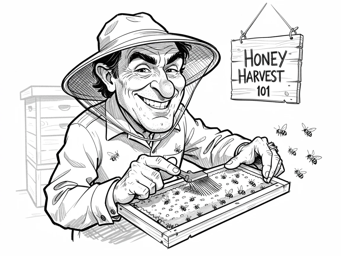 [Occupations & Hobbies] Detailed scene of a seasoned beekeeper demonstrating a signature technique, showcasing skill and dedication