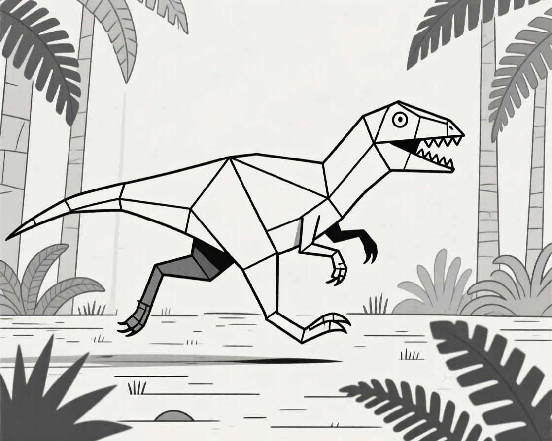 A Compsognathus darting through prehistoric undergrowth