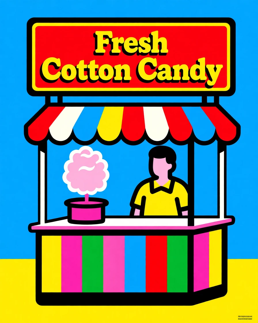 Retro carnival cotton candy stand