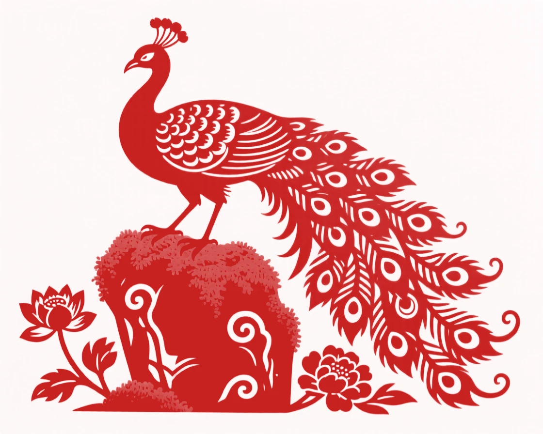 A peacock, grooming itself atop a moss-covered rock, evoking a sense of quiet renewal.