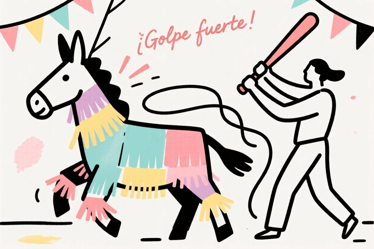 A piñata being struck at a party