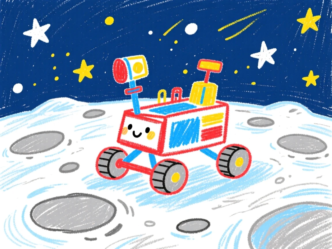 A lunar rover exploring the cratered surface of the moon.