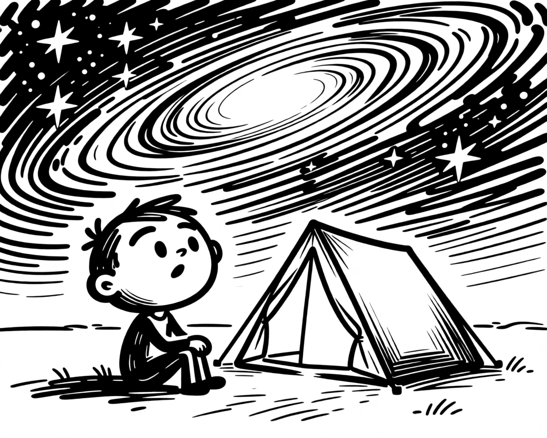 A lone camper's tent glowing warmly beneath a sky ablaze with the Milky Way.