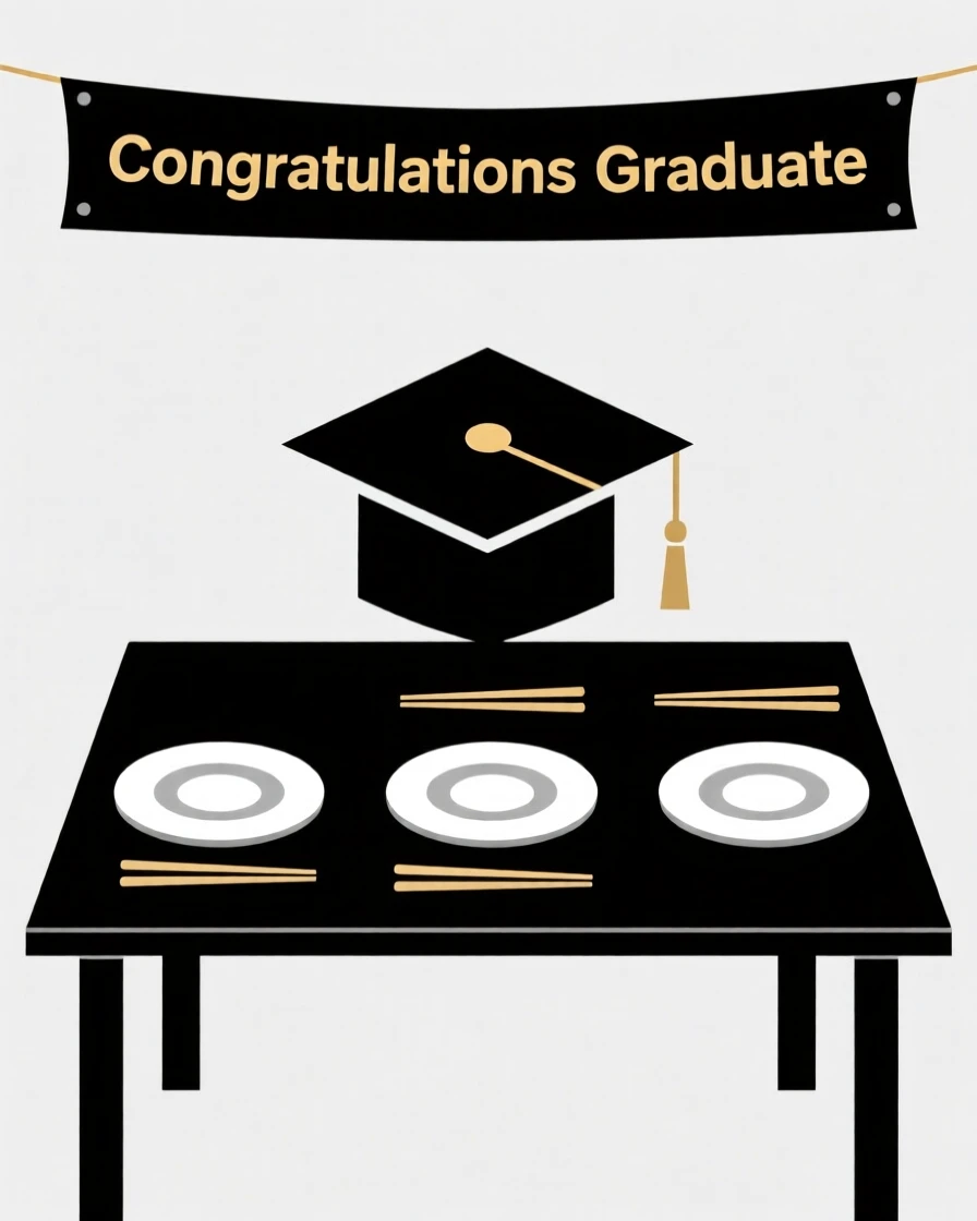 A table set for a graduation celebration