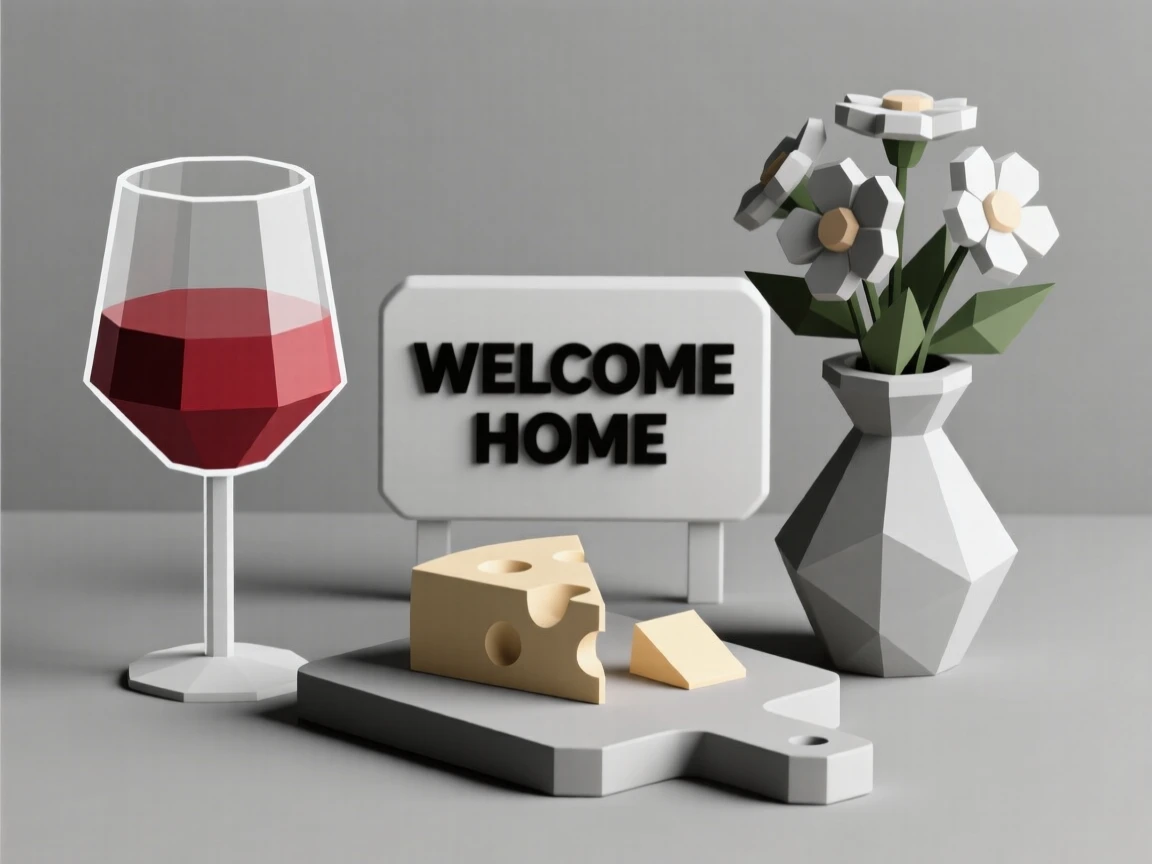 A glass of red wine beside a cheese board, beside fresh flowers in a small vase. vibrant colors are enhanced by careful arrangement. There is an inviting, homey atmosphere.