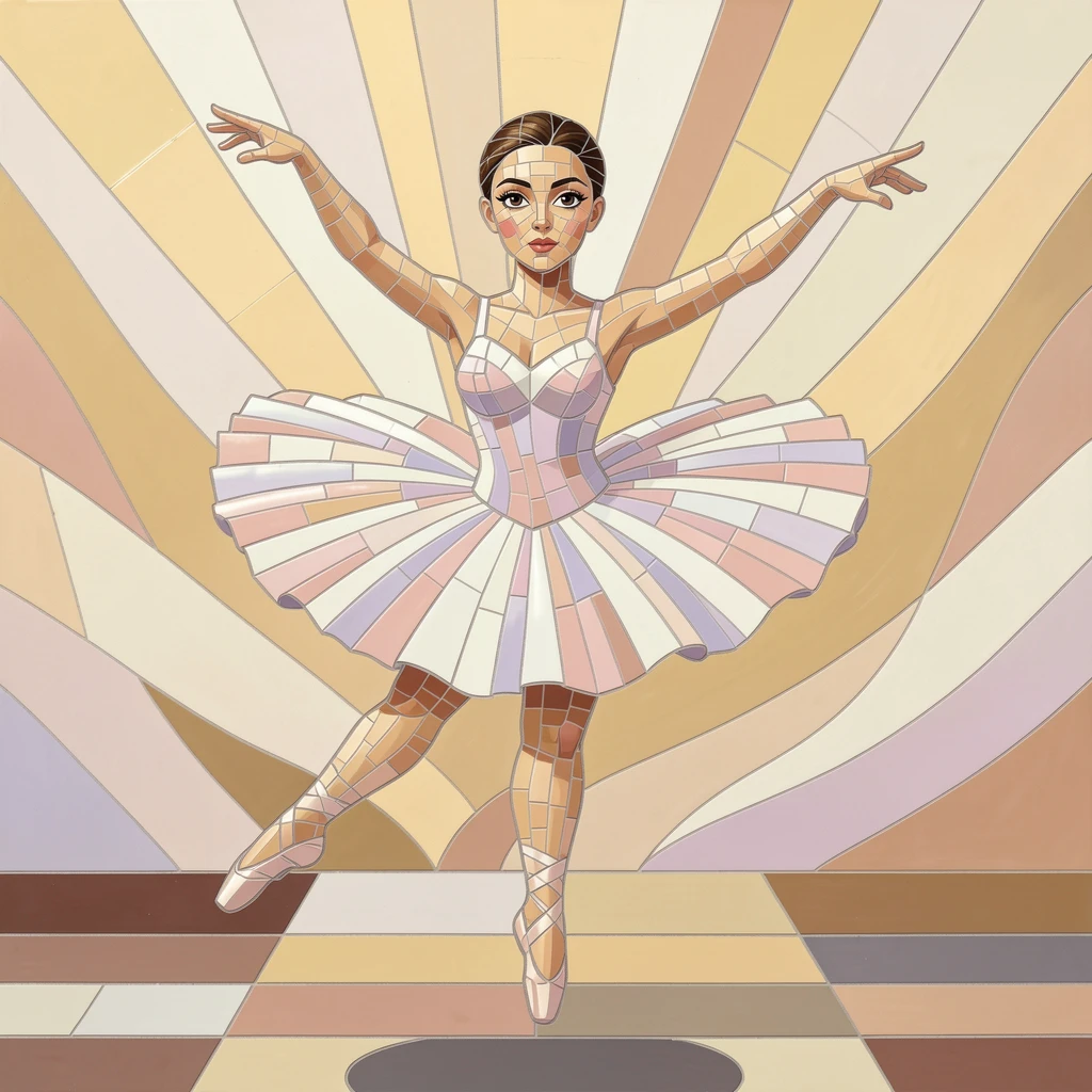 A close-up emotional portrait of a graceful ballet dancer captured mid-leap on a softly lit stage, with striking eyes and gentle expression.