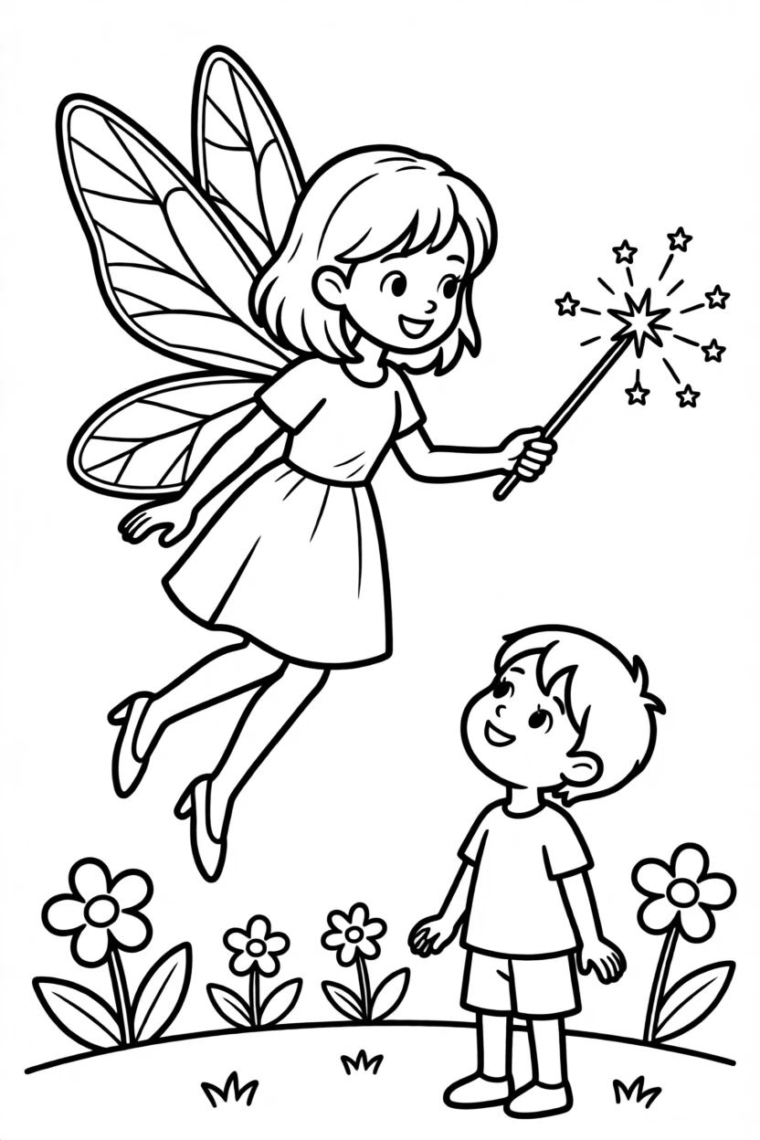 A tiny fairy godmother granting a wish with a sparkle of magic