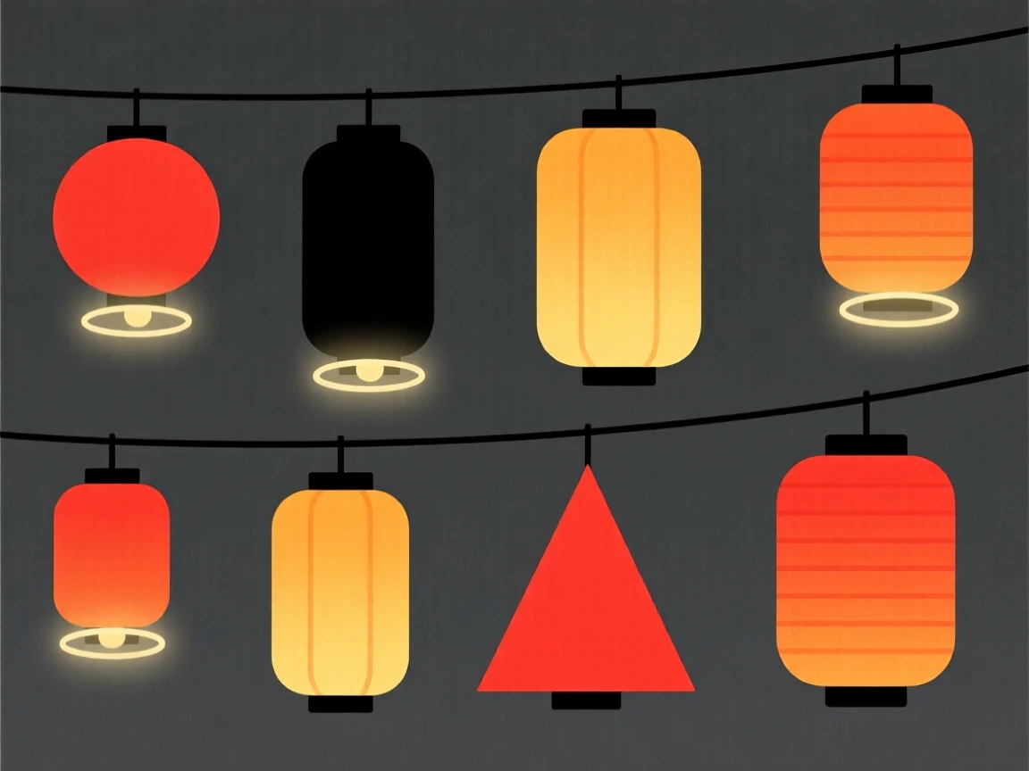 A festive lantern festival with glowing lights