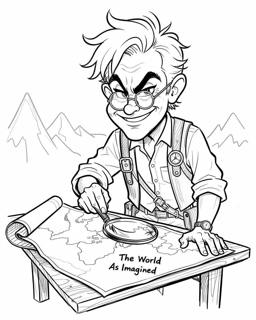 [Occupations & Hobbies] Detailed scene of a passionate cartographer inspecting finished work with pride, showcasing skill and dedication