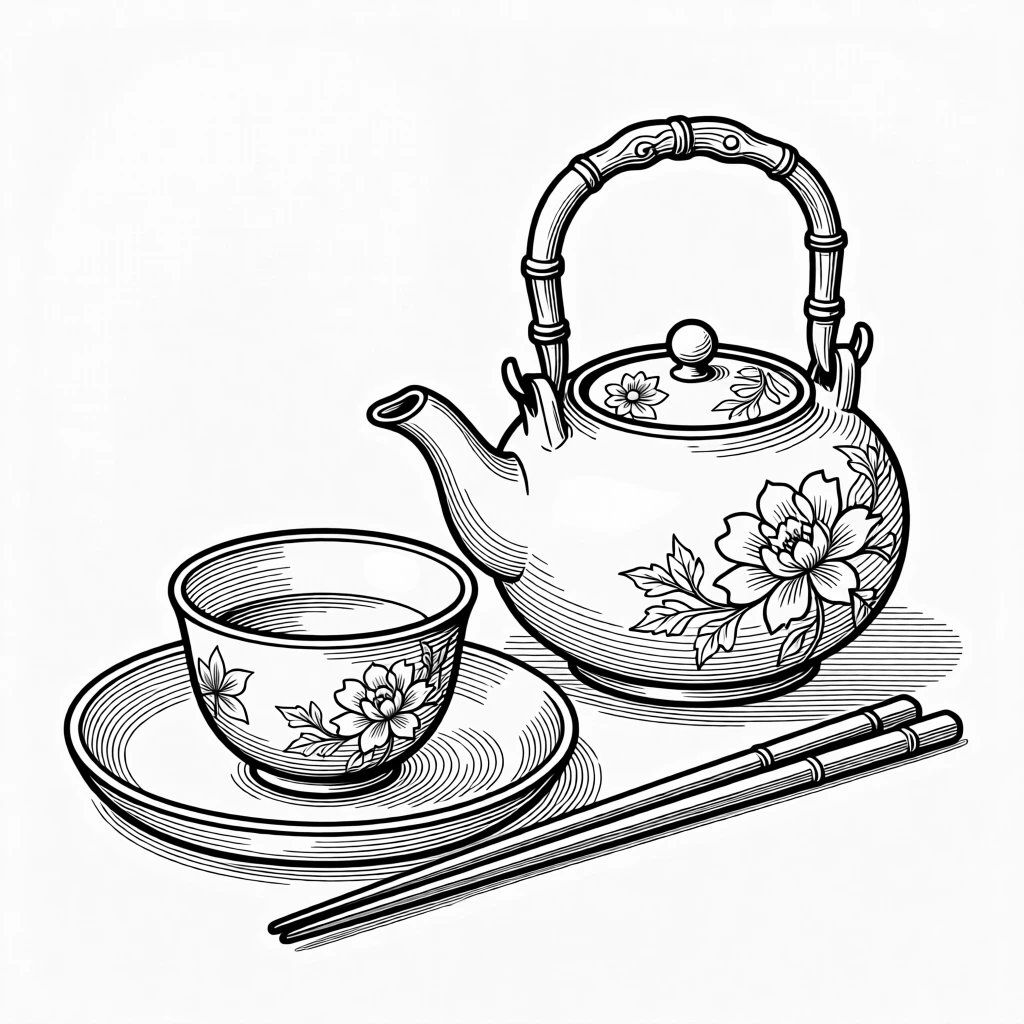 A traditional tea ceremony set with delicate porcelain