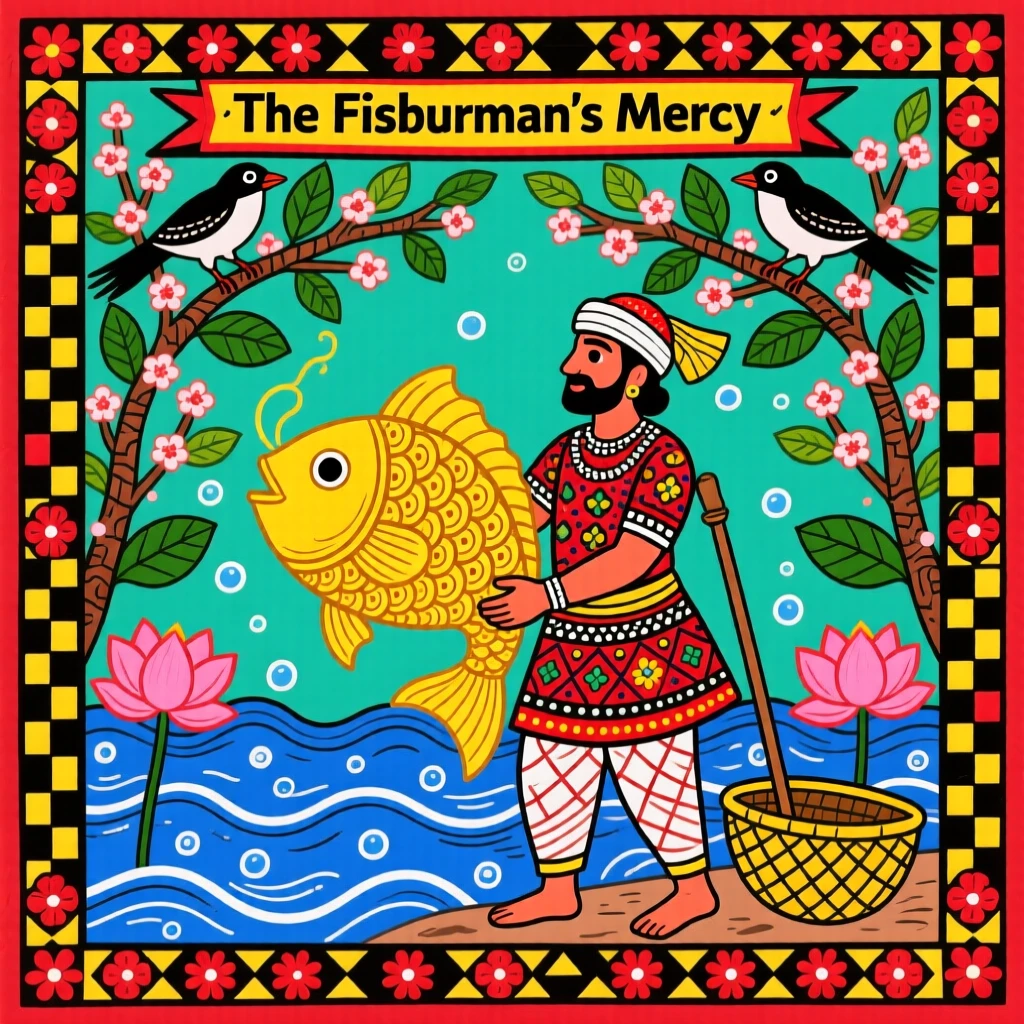 A story of a fisherman who released a golden fish back to the sea.