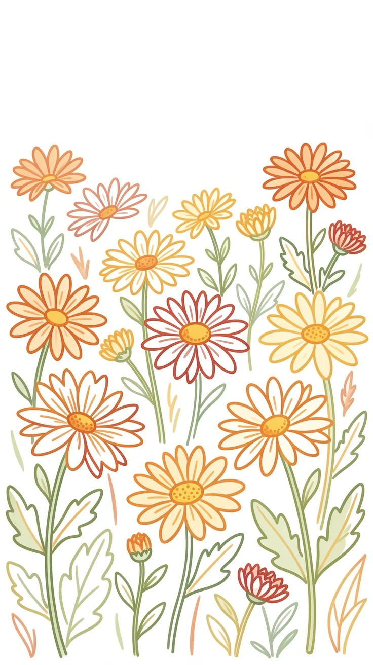 A field of wild chrysanthemums blooming in soft autumn light.