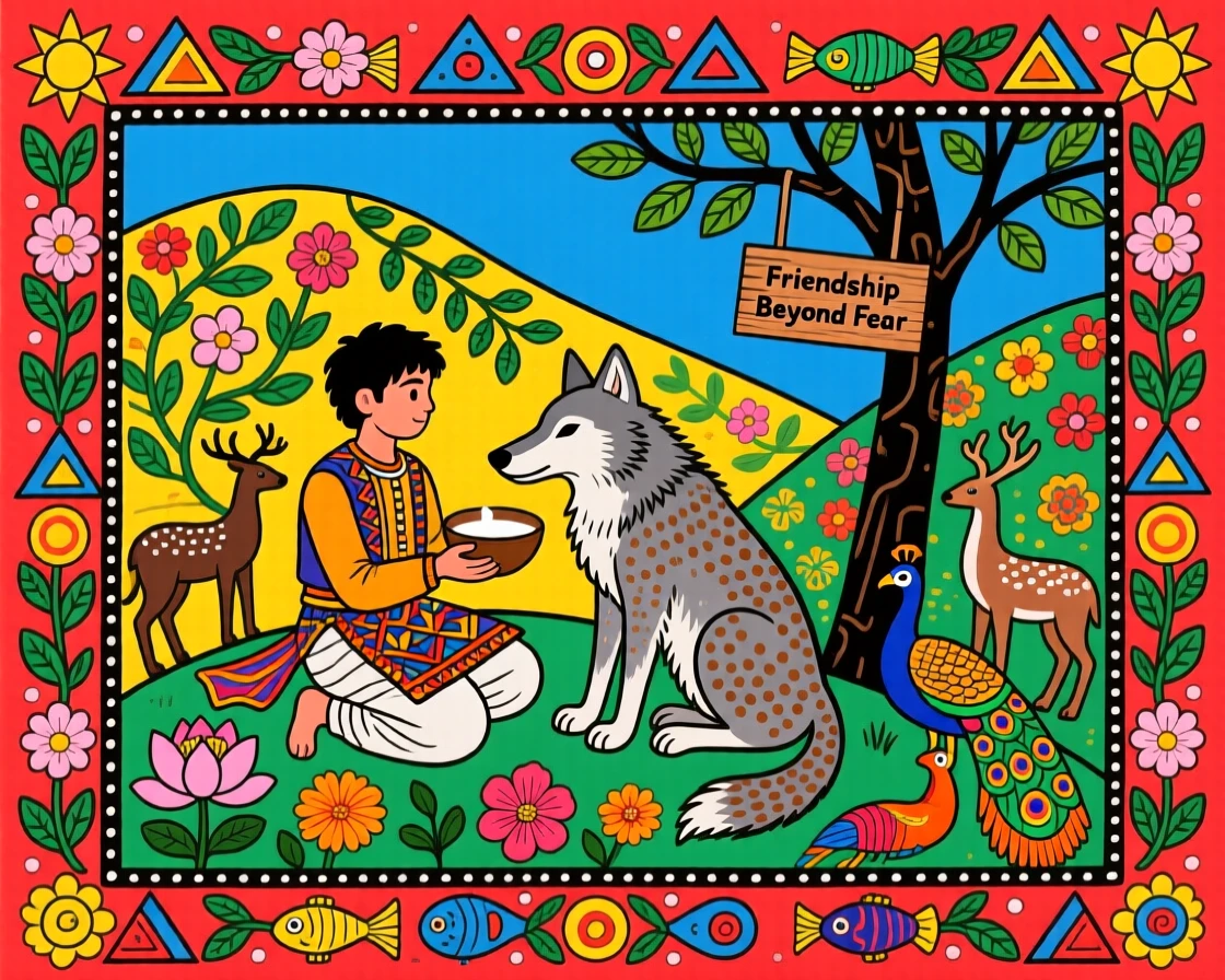 A tale of a shepherd who befriended a lonely wolf on the hillside.
