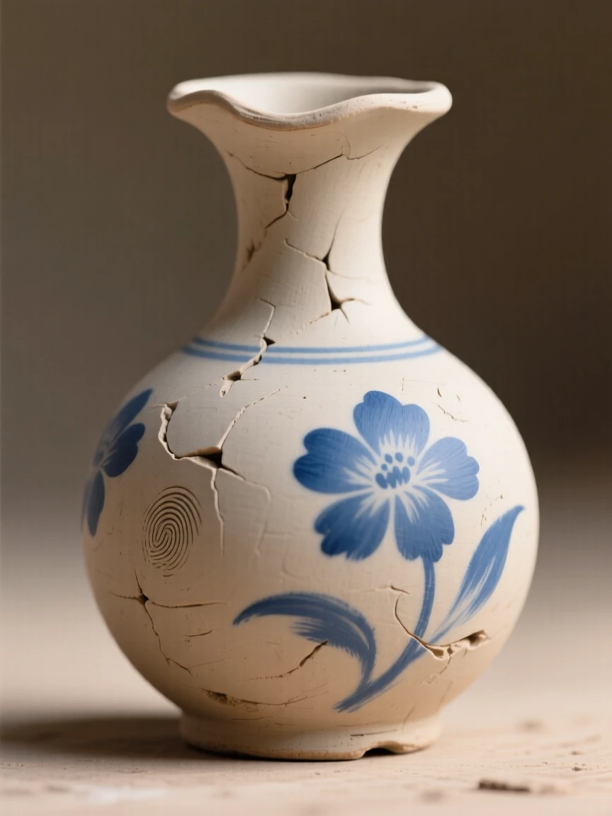 A traditional Chinese porcelain vase painted with delicate blue florals