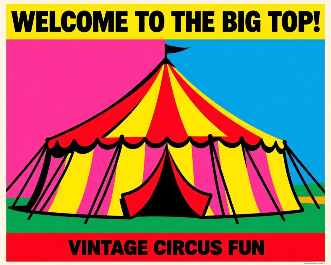 Vintage circus poster style big top tent