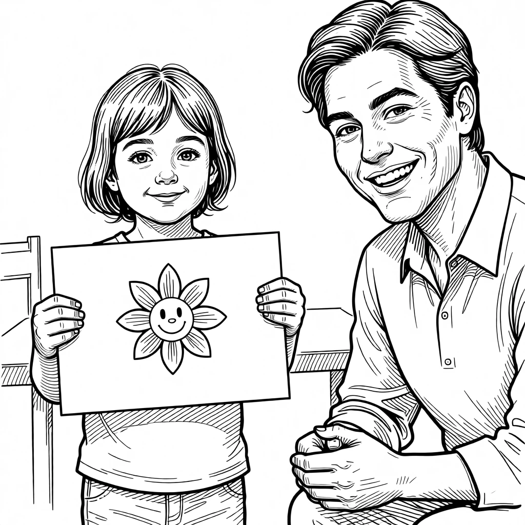 A child proudly displaying a finished art project to a beaming parent.