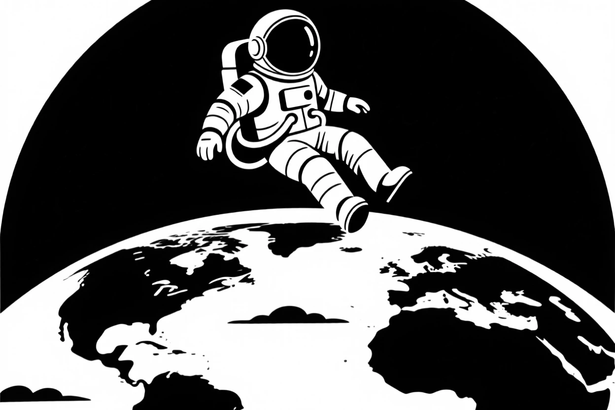 An astronaut floating above the Earth.