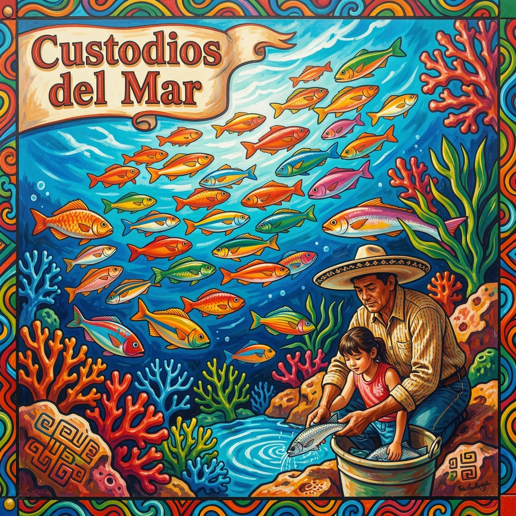 A coral reef teeming with colorful fish in crystal-clear water