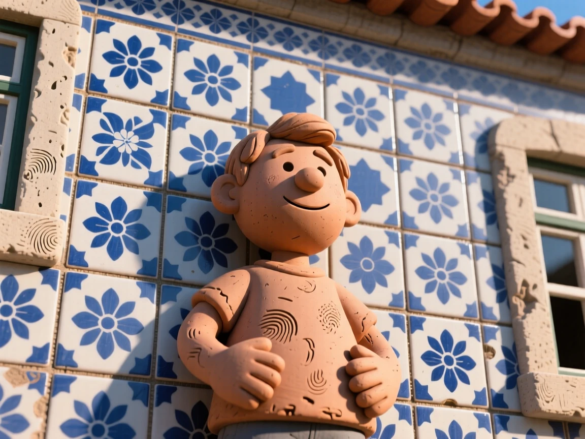 A traditional Portuguese azulejo tile pattern covering a building facade