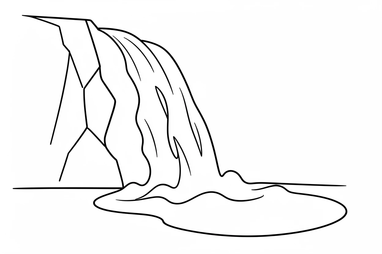 A dramatic sea cliff waterfall falling directly onto a beach