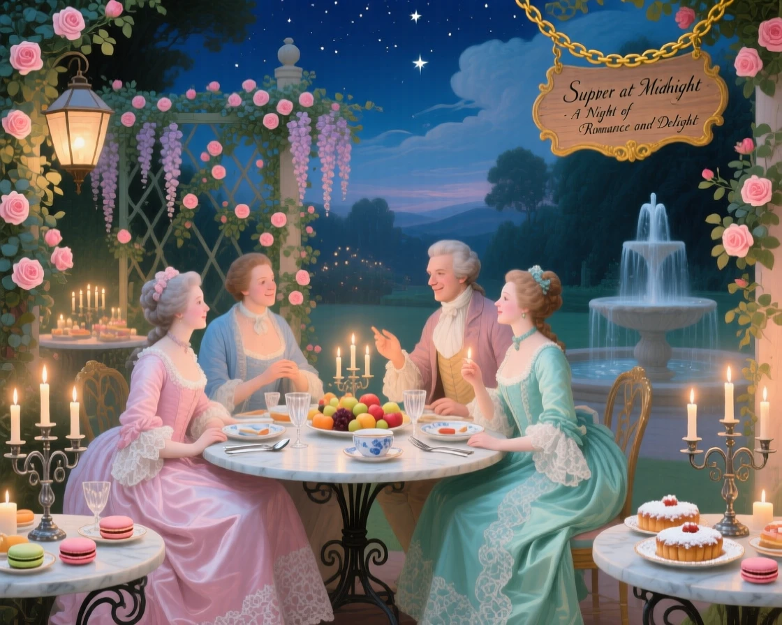 A midnight supper in a garden lit by hundreds of candles  