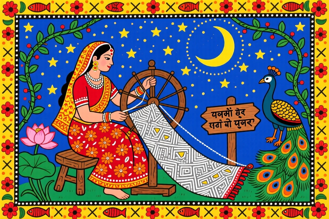 A story of a weaver who spun cloth from moonlight and starlight.
