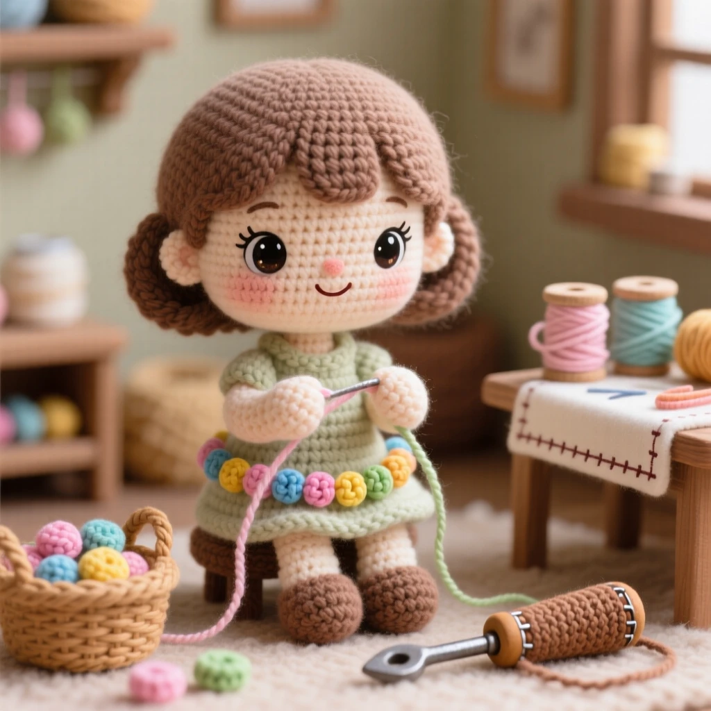 a little girl learning to make jewelry, with tiny beads and string, is captured threading a colorful bracelet in a cozy craft room filled with supplies beside a favorite well-worn tool resting close by, showing focused determination and quiet pride.