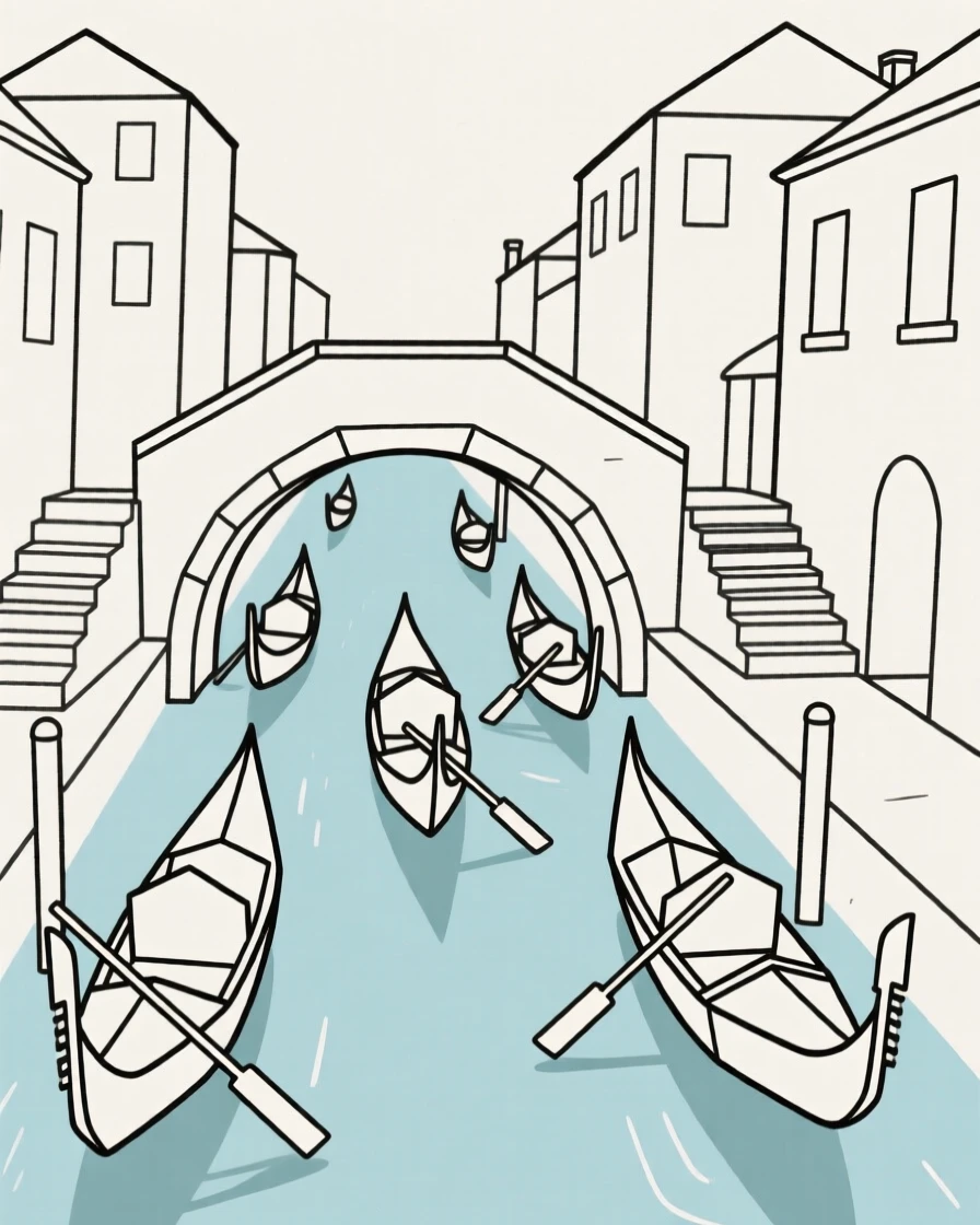 A busy Venice canal lined with gondolas and bridges