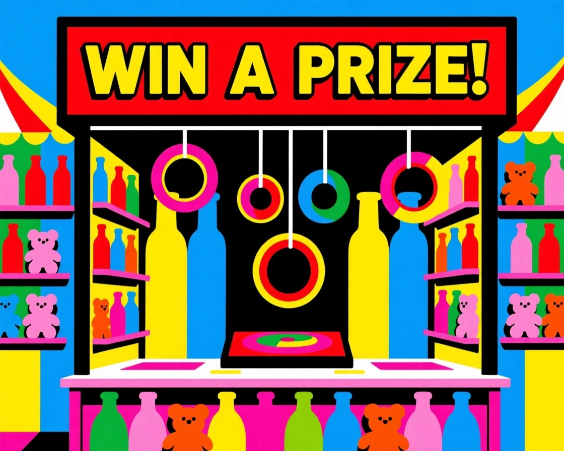 Retro carnival ring toss game booth