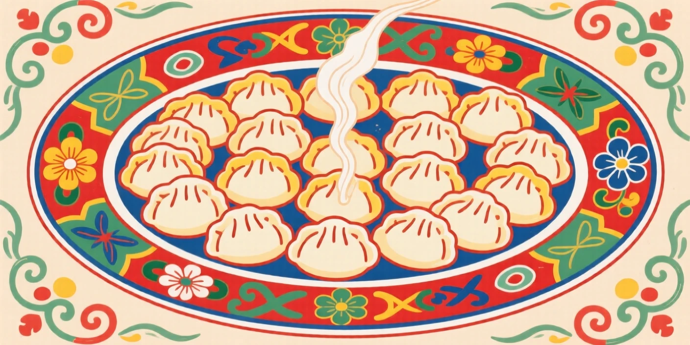 A plate of freshly made dumplings arranged in neat rows.