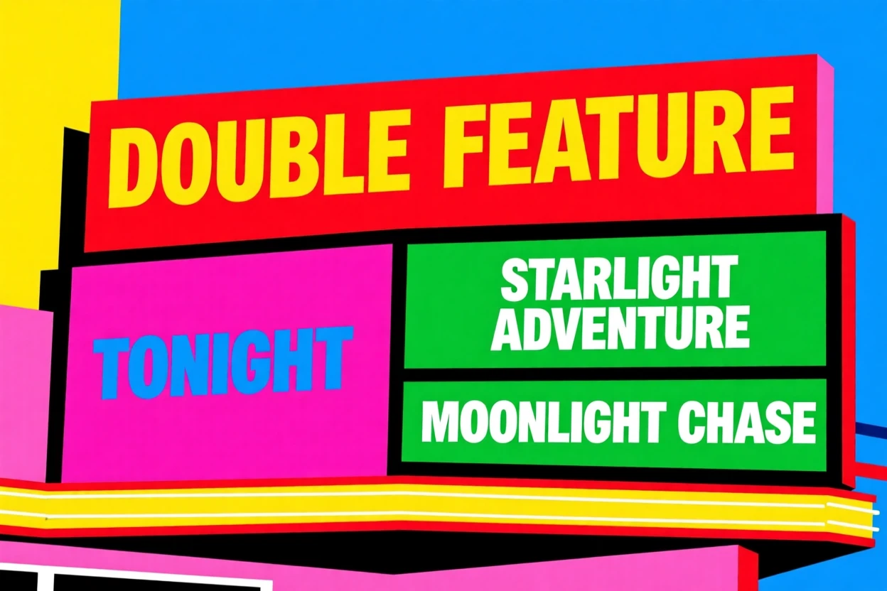 Classic drive-in double feature marquee