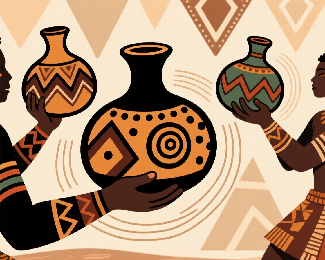 A set of hand-painted gourds used in a ceremonial dance.