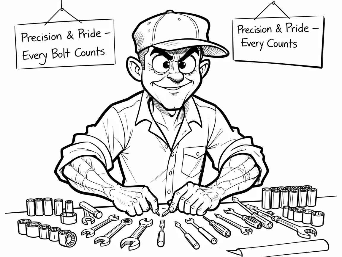 [Occupations & Hobbies] Detailed scene of a passionate mechanic setting up tools for the day, showcasing skill and dedication
