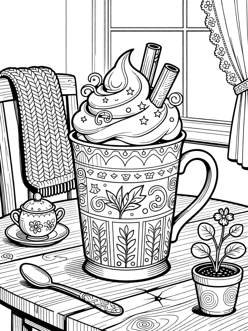 A cozy spiked coffee scene with whipped cream floating on top.