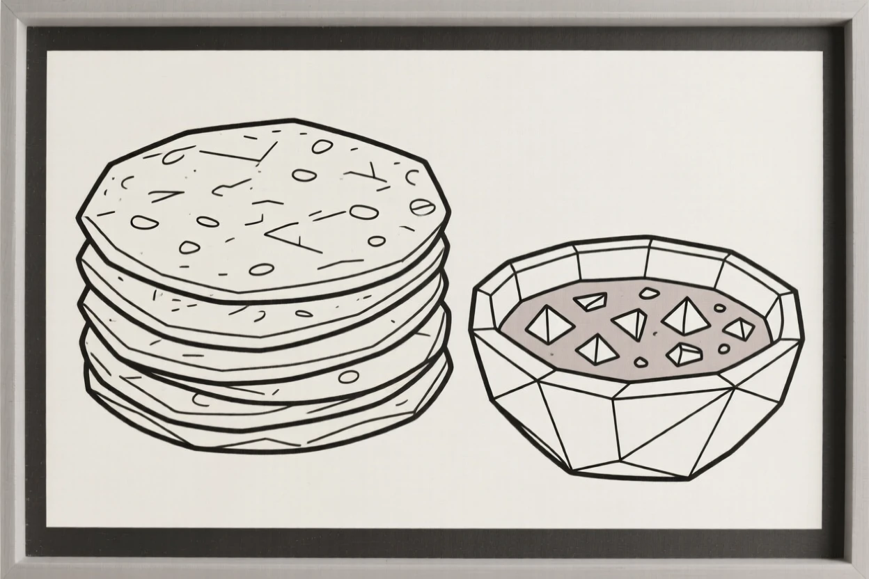A stack of fresh tortillas beside a bowl of salsa